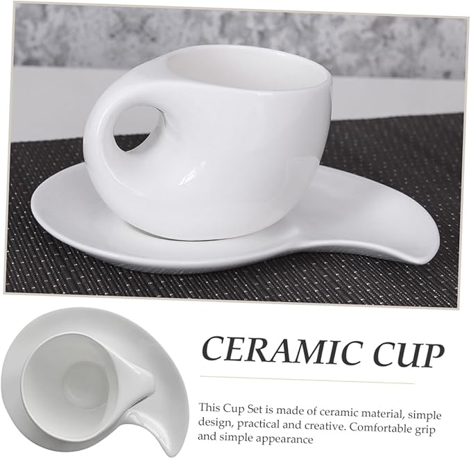 FUOYLOO Creative Pure White Bone Espresso Cup Set with Saucer Elegant Coffee Mug Kit for Office and Afternoon Tea Porcelain Cups for Latte Tea Milk and Juice