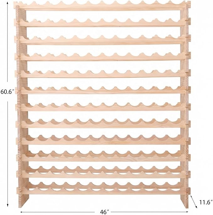 Wine Rack freestanding Floor Cabinet 144bottle Wood Stackable Storage Modular Wine Holder Display Shelves ﻿
