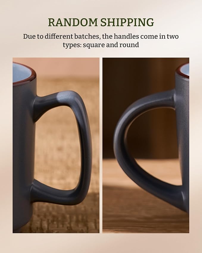 famiware Coffee Mugs Set of 6, Nebula 14oz Coffee Mugs, Ceramic Cup Set with Handle for Latte, Tea, Milk, Cappuccino, Cocoa, Charcoal