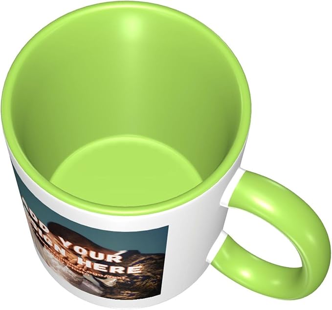 Customizable Mugs and Coffee Cups with Various Creative Designs Customize Your Photos Images Texts Partial or Full-Size Printing (Partial, Green)