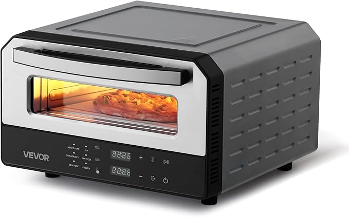 VEVOR Electric Pizza Oven, Smart Pizzas Maker Indoor with 5 Preset, 12-Inch Countertop Pizza Cooker w/Touch Srceen, 750??Max Temp, 2-Min Rapid Baking Oven Thin & Crispy, Neapolitan, Frozen, New York