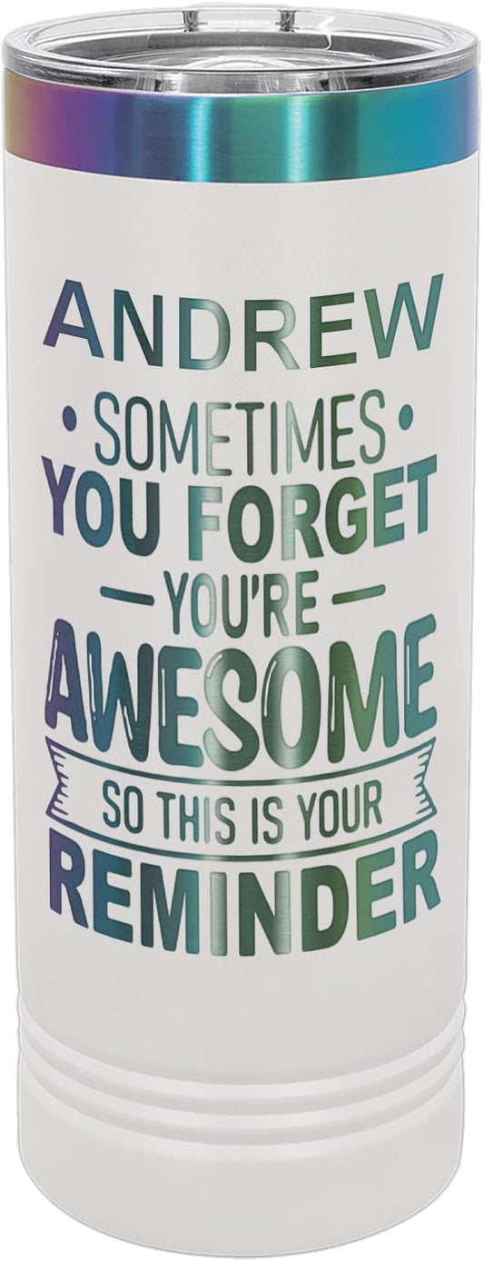 Personalized Inspirational Tumbler, Inspirational Gifts for Men Dad Father Wife Sister Women, Custom Birthday For Him Her, Customized You?셱e Awesome Tumbler, Teacher Coworker Gifts 22oz White Prism