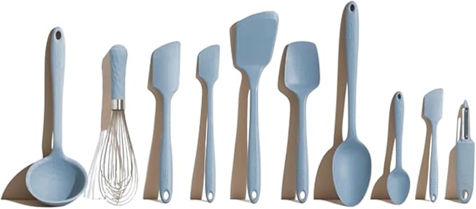 GIR: Get It Right 10-Piece Spatula Set & Silicone Utensils for Kitchen - Slate - Heat Resistant to 425째F - Dishwasher Friendly - Includes Ladle, Whisk, Potato Peeler & Kitchen Spoons
