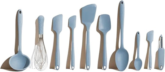 GIR: Get It Right 10-Piece Spatula Set & Silicone Utensils for Kitchen - Slate - Heat Resistant to 425째F - Dishwasher Friendly - Includes Ladle, Whisk, Potato Peeler & Kitchen Spoons