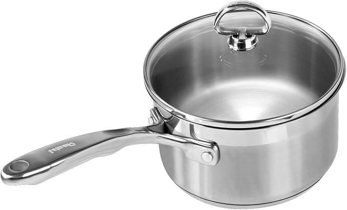Chantal Induction 21 Steel Sauce Pan with Glass Tempered Lid (2-Quart)