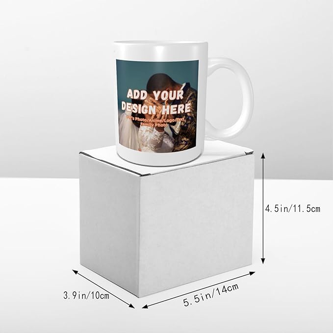 Customizable Mugs and Coffee Cups with Various Creative Designs Customize Your Photos Images Texts Partial or Full-Size Printing (Partial, White)