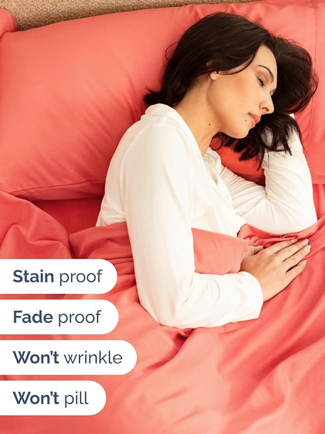 Extra Deep Pocket King Sheets - 4 Piece Breathable & Cooling Bed Sheets - Hotel Luxury Bed Sheet Set - Soft, Wrinkle Free & Comfy - Easily Fits Extra Deep Mattresses - Deep Pocket Coral Sheets Set