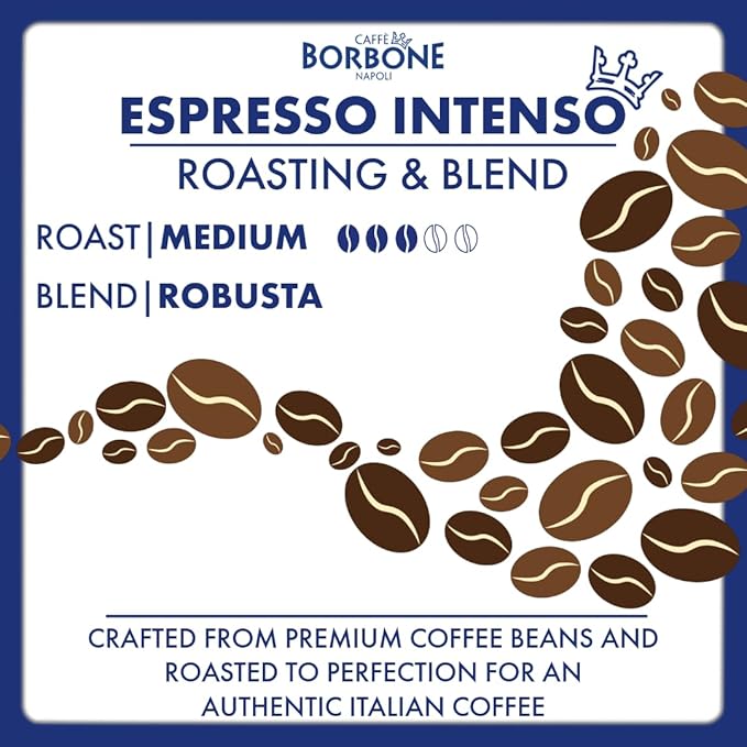 Caff챔 Borbone Whole Bean Coffee, Medium Roast Robusta Blend, Espresso Intenso, Strong and Creamy Italian Coffee, 2.2 lb Bag