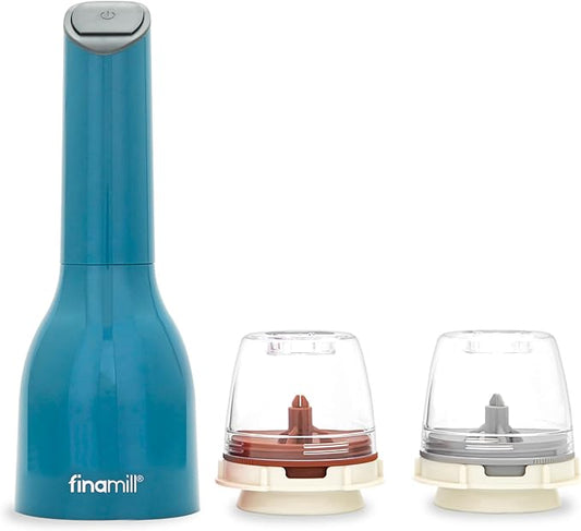FinaMill Classic Battery Spice Mill ??Battery Operated Salt and Pepper Grinder Set, Includes 2 Interchangeable Spice Pods, Adjustable Coarseness, Ceramic Grinder, LED Light, Kitchen Gifts for Women