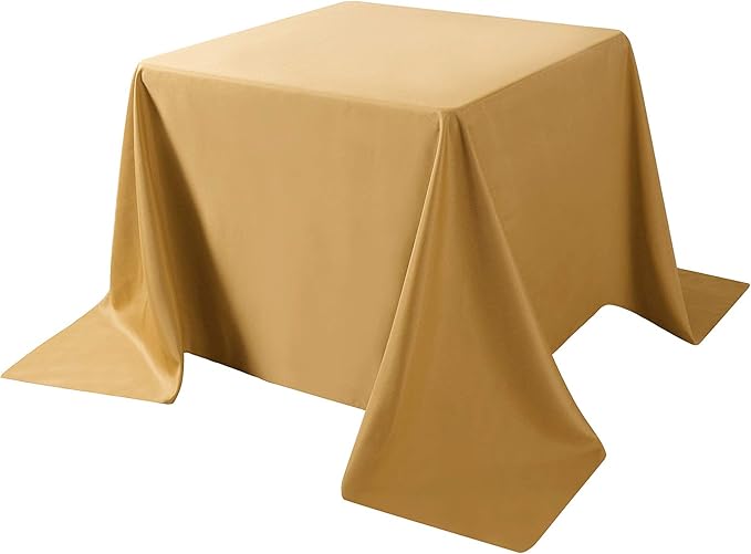 Cupuamon Square Tablecloth 90x90 inch Washable Polyester Fabric Table Cloth for Wedding Party Dining Banquet Decoration（90x90,Gold）