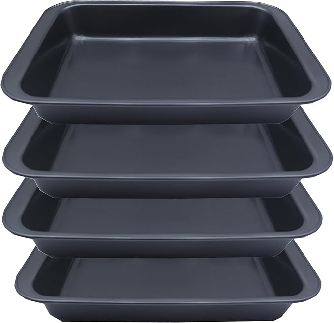 Zentriqlla 4 Pack Baking Pan, Rectangle Carbon Steel Cake Pan, 12.6 x 8.6 Inch Heavy Duty Nonstick Deep Oven Cookie Sheet Tray for Brownies, Lasagna, Sheet Cakes, Roasting Vegetables, BPA Free