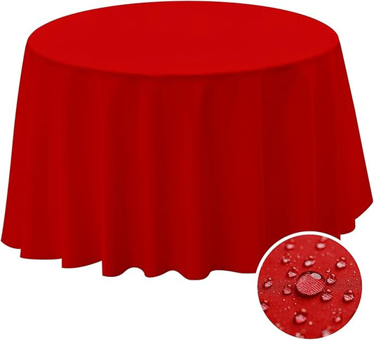BYDOLL Table Cloth 48 Inch Round Tablecloth Fits Max38 Inch Diameter Table Top,Red Polyester Washable Wrinkle-Free Spillproof Tablecloth for Party Patio Cover