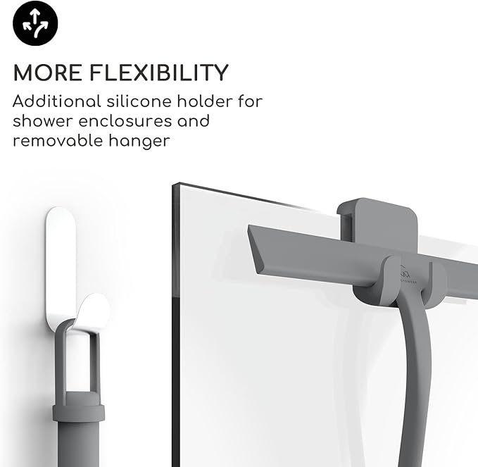 G횥TEWERK Shower Squeegee for Glass Doors, Silicone Window Squeegee, Bathroom and Glass Cleaning - Gray - 9 Inch