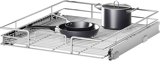 Pull Out Cabinet Organizer 19쩍" W x 21쩍" D, Heavy Duty Cabinet Pull Out Shelves, Slide Out Drawers Organization for Kitchen Cabinets Bathroom