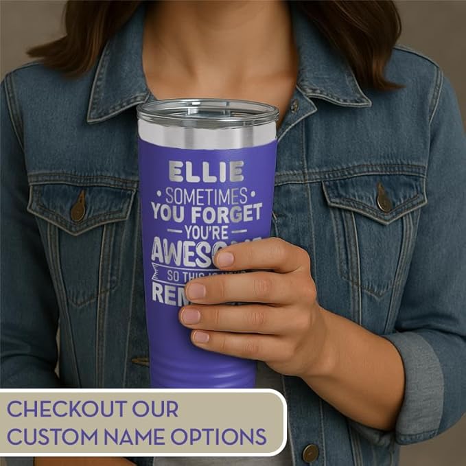 Spotted Dog Company Inspirational Tumbler, Inspirational Gifts for Men Dad Father Wife Sister Women, Birthday For Him Her, You?셱e Awesome Tumbler, Teacher Coworker Gifts 20oz Purple
