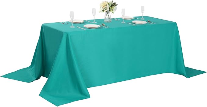 Cupuamon Rectangle Tablecloth 90x132 inch Washable Polyester Fabric Table Cloth for Wedding Party Dining Banquet Decoration（90x132, Turquoise）