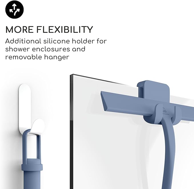 G횥TEWERK Shower Squeegee for Glass Doors, Silicone Window Squeegee, Bathroom and Glass Cleaning - Blue - 9 Inch