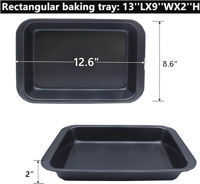 Zentriqlla 4 Pack Baking Pan, Rectangle Carbon Steel Cake Pan, 12.6 x 8.6 Inch Heavy Duty Nonstick Deep Oven Cookie Sheet Tray for Brownies, Lasagna, Sheet Cakes, Roasting Vegetables, BPA Free