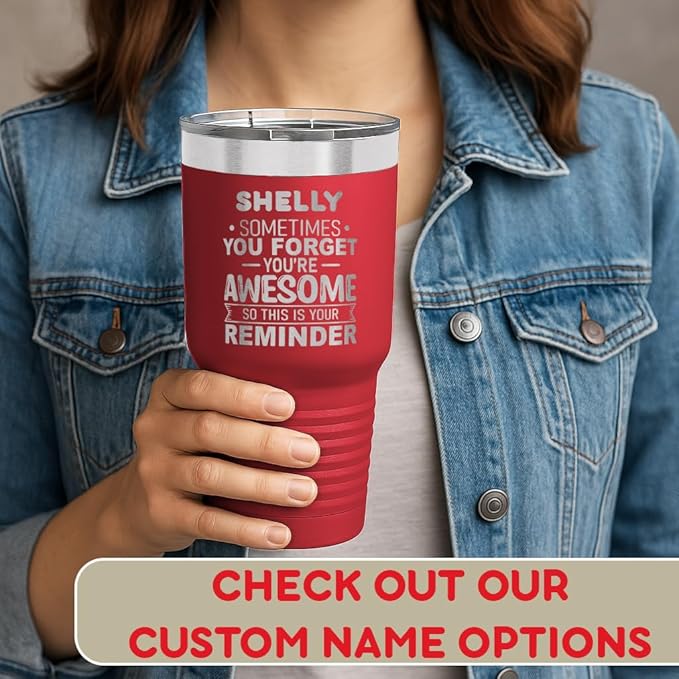 Spotted Dog Company Inspirational Tumbler, Inspirational Gifts for Men Dad Father Wife Sister Women, Birthday For Him Her, You?셱e Awesome Tumbler, Teacher Coworker Gifts 30oz Red