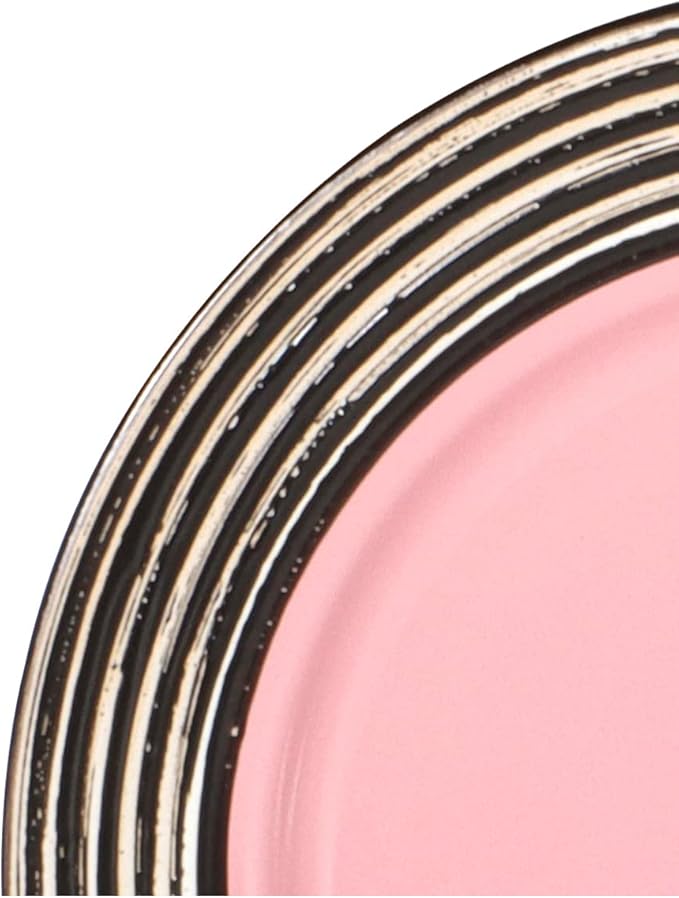 16 Piece Dinnerware Set, Ceramic Plates and Bowls Sets for 4, Microwave and Dishwasher Safe, Handcrafted Tree Bark Series Dish Set, Rose/Pink