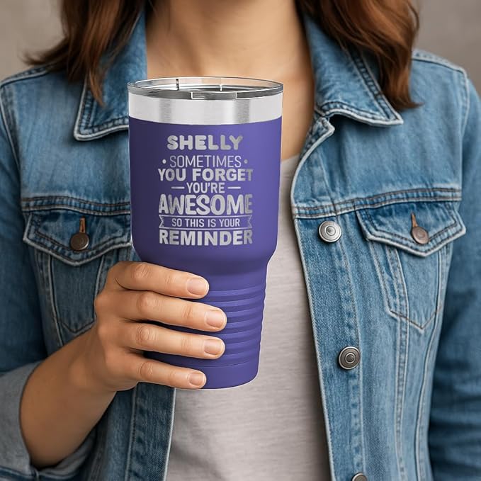 Personalized Inspirational Tumbler, Inspirational Gifts for Men Dad Father Wife Sister Women, Custom Birthday For Him Her, Customized You?셱e Awesome Tumbler, Teacher Coworker Gifts 30oz Purple