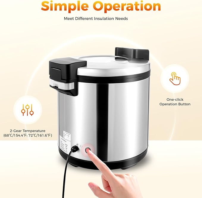 Commercial Rice Warmer, 19L/20Qt Electric Food Warmer, 110W Electric Soup Warmers with Adjustable Temperature and Non-Stick Inner Pot for Restaurant Party, Warm Function Only, NOT Cooker