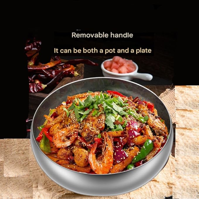 Titanium Hammered Pan with Lid, Thickened Multi-Layer Stock Pot, Titanium Wok Pan, Scratch-Resistant Non Stick Titanium Frying Pans, Even Heating for Cooking,10.23in/lid