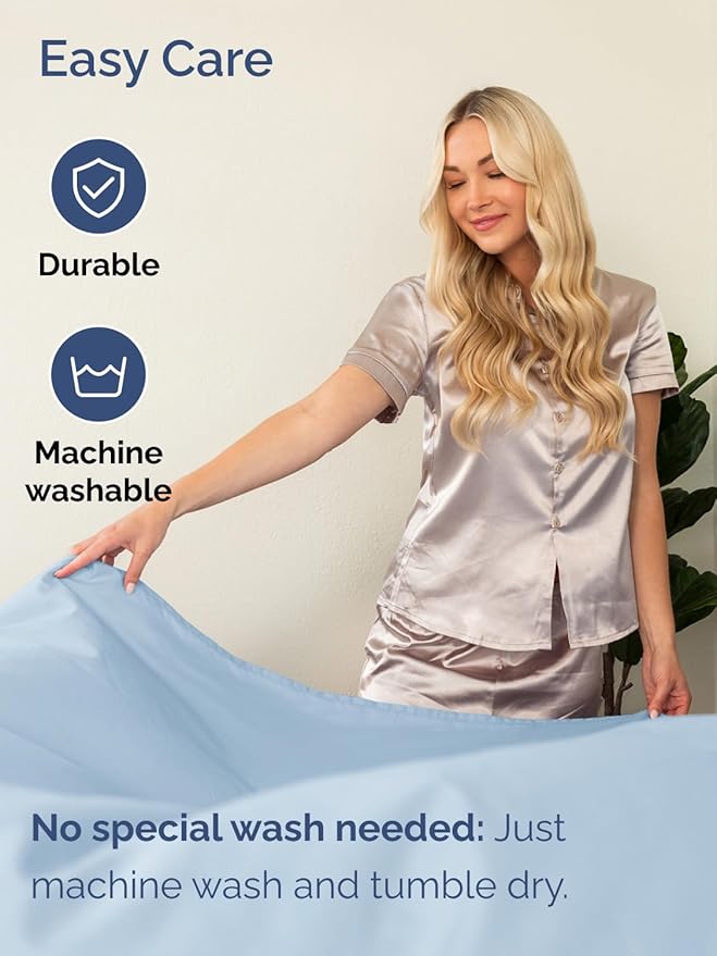 Extra Deep Pocket Queen Sheet Set - 4 Piece Breathable & Cooling Bed Sheets - Hotel Luxury Sheet Set - Soft, Wrinkle Free and Comfy - Easily Fits Extra Deep Mattresses - Deep Pocket Sky Blue Sheets