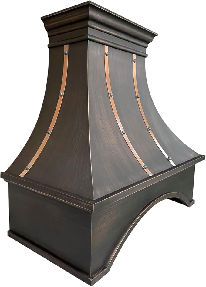 Handmade Copper Range Hood, Custom Kitchen Hood with High Airflow Built-in Range Hood, ORB Stove Vent Hood for Kitchen, 30"W x 30"H Wall Mount, HCW22PC-303022ORB