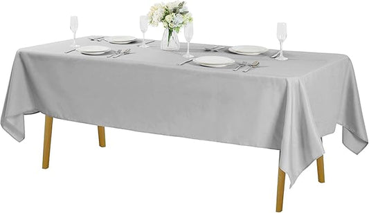 Cupuamon Rectangle Tablecloth 60x102 inch Washable Polyester Fabric Table Cloth for Wedding Party Dining Banquet Decoration（60x102, Silver）
