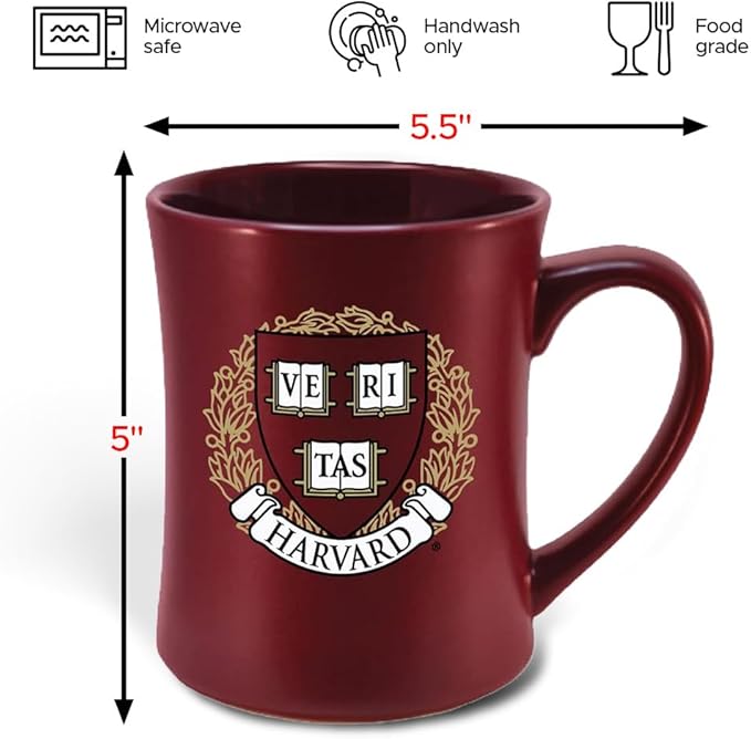 Harvard Crimson Ceramic 16oz Sculpted Mug ??Official Team Logo Coffee Cup ??Handwash Recommended ??Individually Boxed