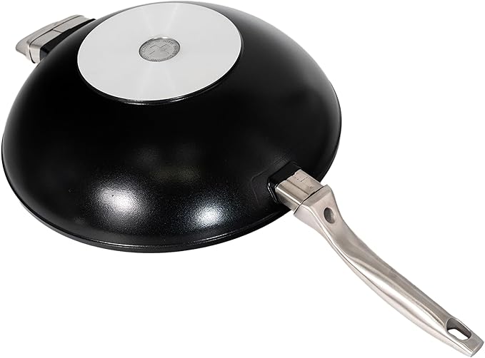 Swiss Diamond Nonstick Hybrid Ceramic and Diamond-Infused Wok With Glass Lid & Tempura Rack, PFAS- and PFOA-free, Dishwasher & Oven Safe Up To 500 째F, 12.5-Inches
