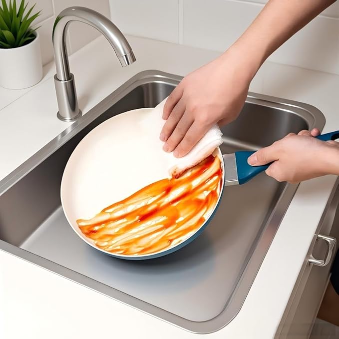 12 Piece Ceramic Nonstick Aluminum Pots and Pans Cookware Set Non-stick ceramic coating Suitable for all stoves except induction cooktops.