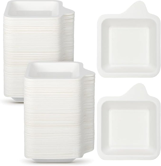 Remerry 200 Pcs Small 4 Inch Paper Plates Bulk Disposable Plates Paper White Square Dessert Cake Party Snack Sugarcane Bagasse Fiber Wedding Birthday Dinner Graduation Pet Feeding (4.41 x 5.24 Inch)