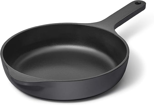 Caraway Cast Iron Skillet - 8??Enameled Cast Iron Pan With 3 Layer Enamel Coating - No Seasoning Required - Compatible With All Stovetops - Free From Forever Chemicals - Charcoal