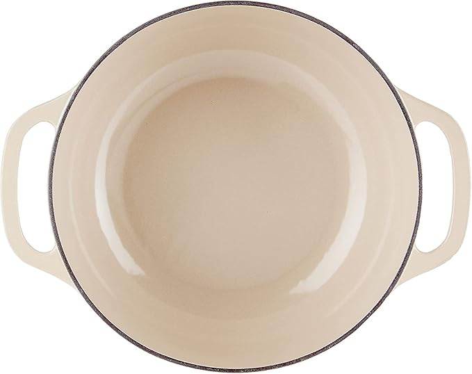 Lodge 3 Quart Enameled Cast Iron Dutch Oven with Lid ??Dual Handles ??Oven Safe up to 500째 F or on Stovetop - Use to Marinate, Cook, Bake, Refrigerate and Serve ??Sandalwood
