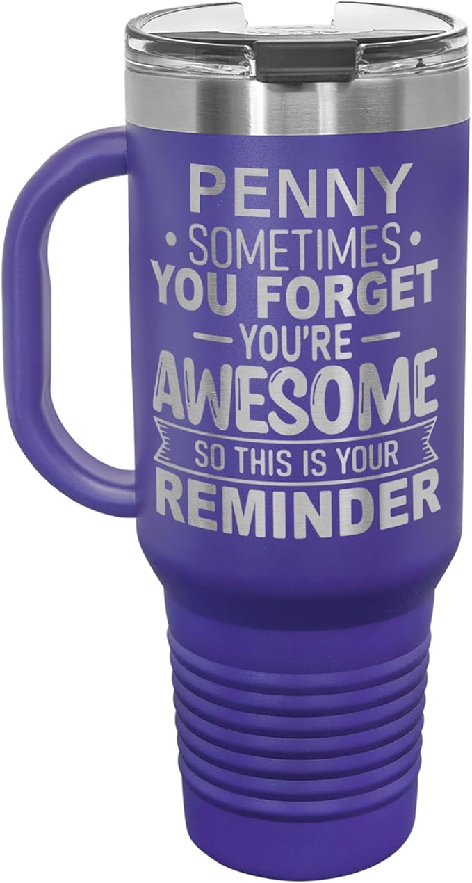 Personalized Inspirational Tumbler, Inspirational Gifts for Men Dad Father Wife Sister Women, Custom Birthday For Him Her, Customized You?셱e Awesome Tumbler, Teacher Coworker Gifts 40oz Purple