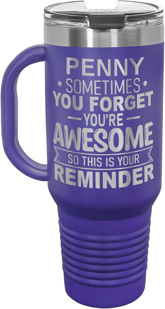 Personalized Inspirational Tumbler, Inspirational Gifts for Men Dad Father Wife Sister Women, Custom Birthday For Him Her, Customized You?셱e Awesome Tumbler, Teacher Coworker Gifts 40oz Purple
