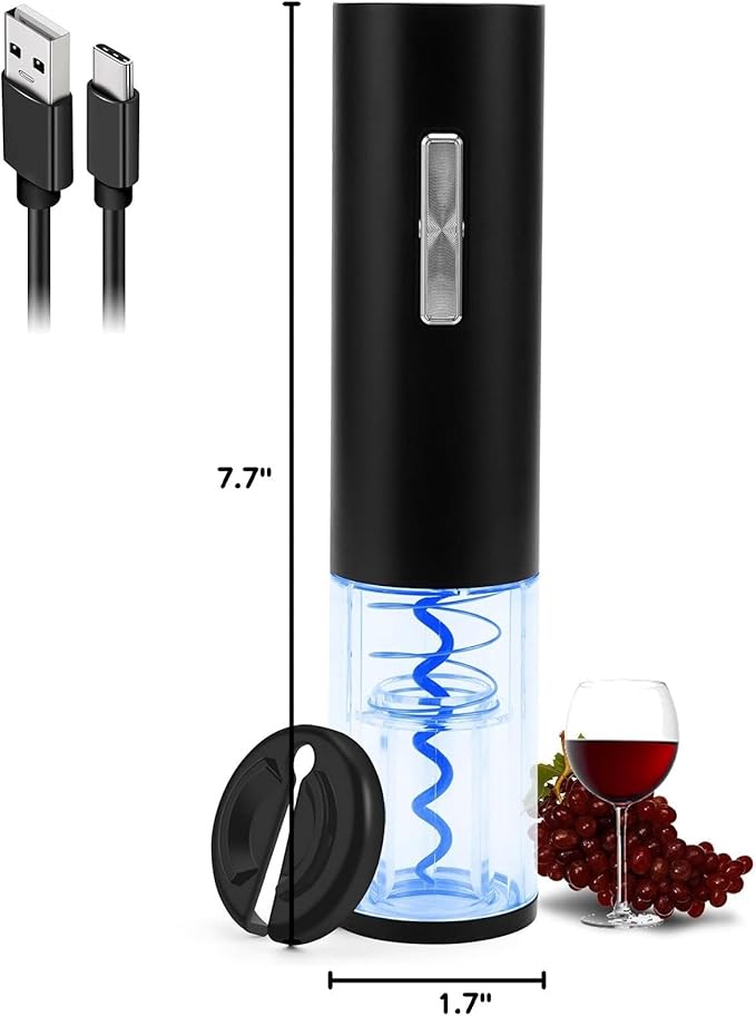 COKUNST Electric Wine Opener, Rechargeable Automatic Wine Corkscrew Bottle Opener With Foil Cutter, Type-C Charging Wine Openers With LED Light For Home Party Restaurant Wedding Gifts