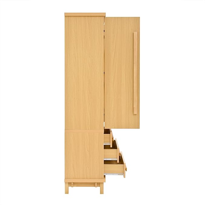 Christopher Knight Home Chenny 70''H Wooden Kitchen Pantry Cabinet, Storage Cabinet with Adjustable Shelves, 6 Door Internal Storage Compartments & 3 Drawers, Freestanding Cupboard Cabinet, Natural