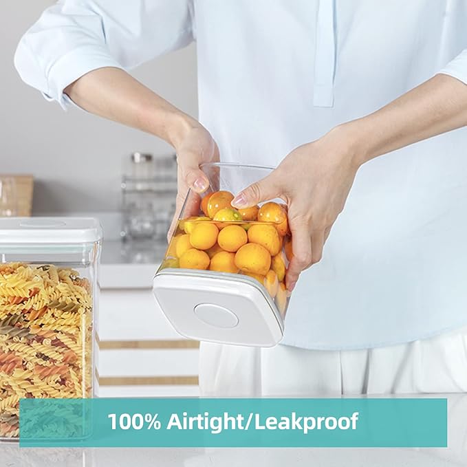 Ankou Airtight Food Storage Container - 0.32 QT 竊?80ml Small Pop Up Food Containers With Lids, Bpa Free Stackable Container for Sugar Tea Candy- 8 Labels - Clear