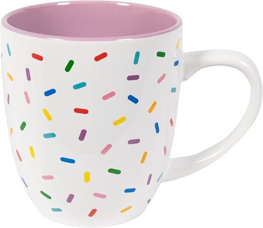 Lavender Cute Coffee Mug with Rainbow Sprinkles | Birthday Cake Coffee Cup Gift | Large White Ceramic Cup | Ice cream and Dunkin Donuts Coffee Mugs