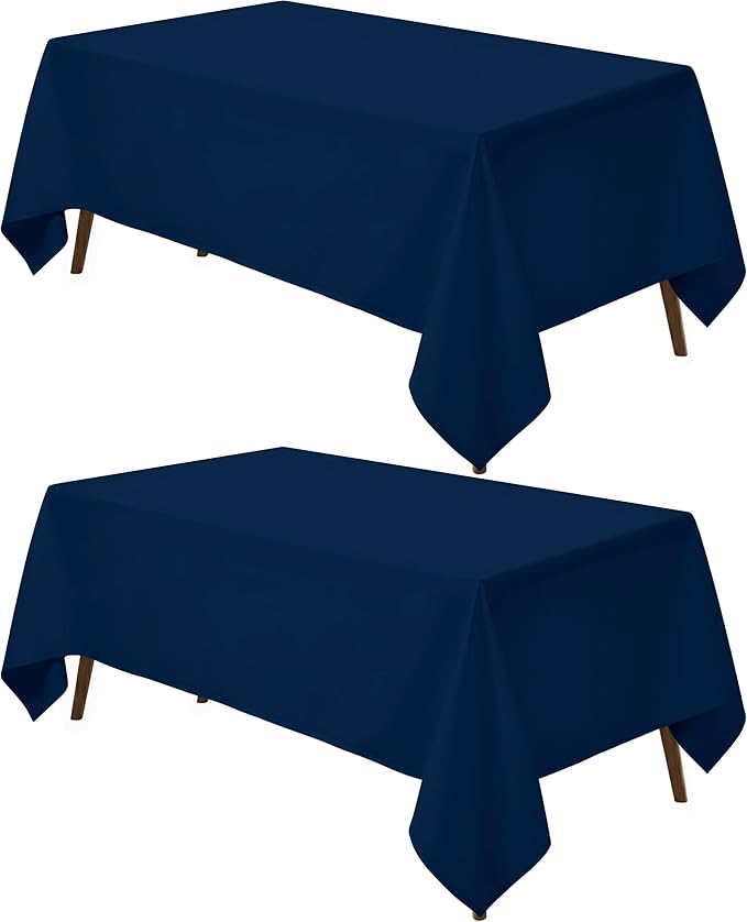 Utopia Kitchen Rectangle Table Cloth 2 Pack(60x102 Inches, Navy Blue), Tablecloth Machine Washable, Polyester Table Cover for Dining, Buffet Parties, Picnics, Events, Weddings and Restaurants