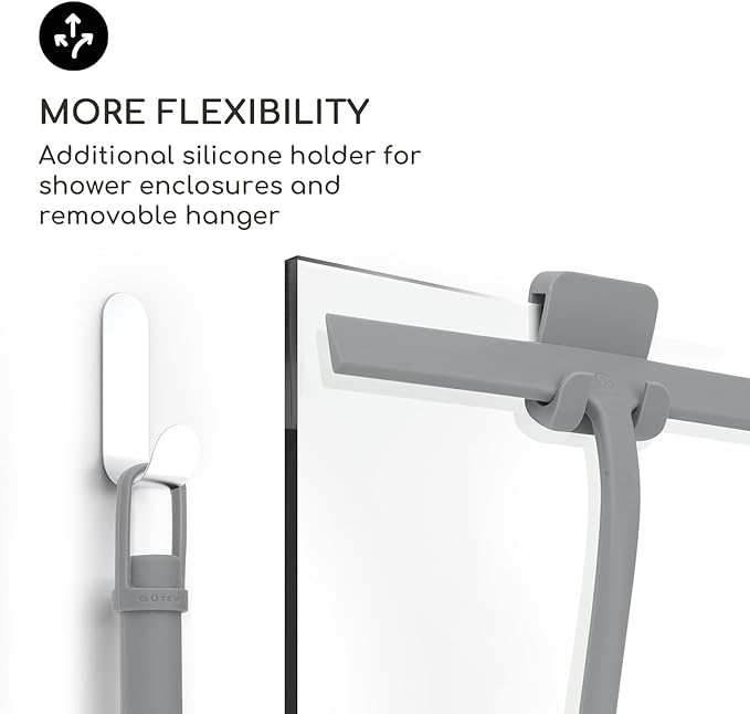 G횥TEWERK Shower Squeegee for Glass Doors, Silicone Window Squeegee, Bathroom and Glass Cleaning - Gray - 11 Inch