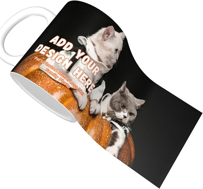 Customizable Mugs and Coffee Cups with Various Creative Designs Customize Your Photos Images Texts Partial or Full-Size Printing (Full-Width, White)