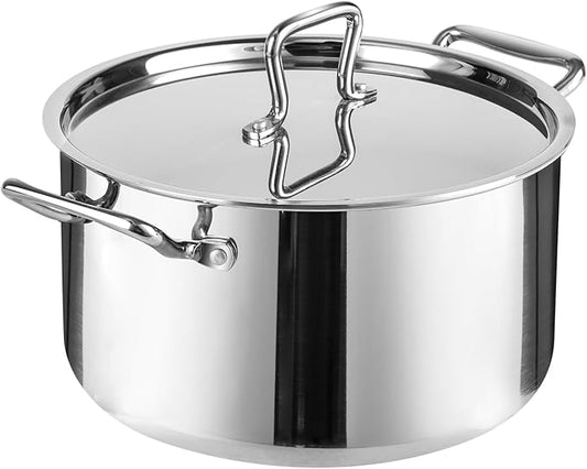 Whole-Clad Tri-Ply Stainless Steel Stockpot with Lid, 8 Quart Large Cooking Pot All Stove Compatible Up to 600?? 18/8 Stainless Steel Kitchen Induction Ready Cookware