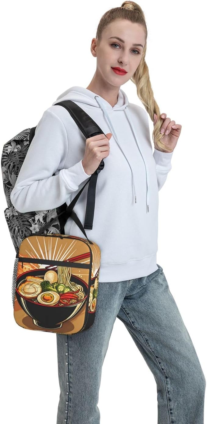 VANZEV Insulated Lunch Box for Women Men, Ramen Theme Lunch Box Reusable Portable Lunch Bag Cooler Tote Waterproof Lunch Container for Office Picnic Work Travel