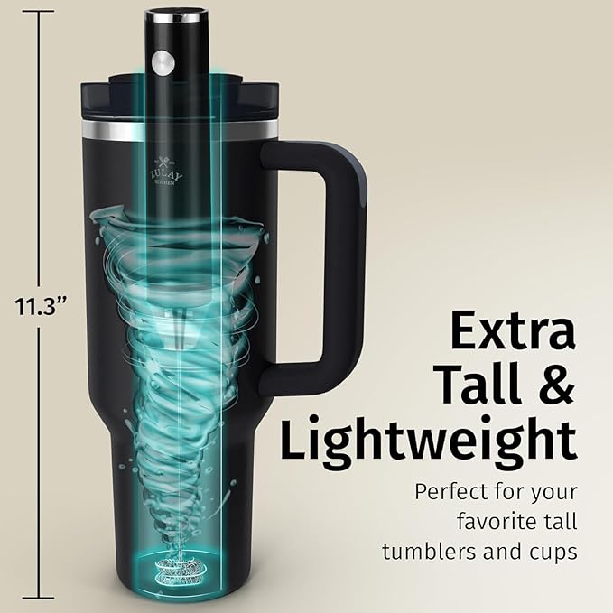 Zulay Kitchen Lux Electric Milk Frother Rechargeable Handheld - Powerful 2-Speed Motor, Waterproof, 2000mAh Battery - Drink Mixer for Latte, Cappuccino, Matcha & Protein Powder - White Marble
