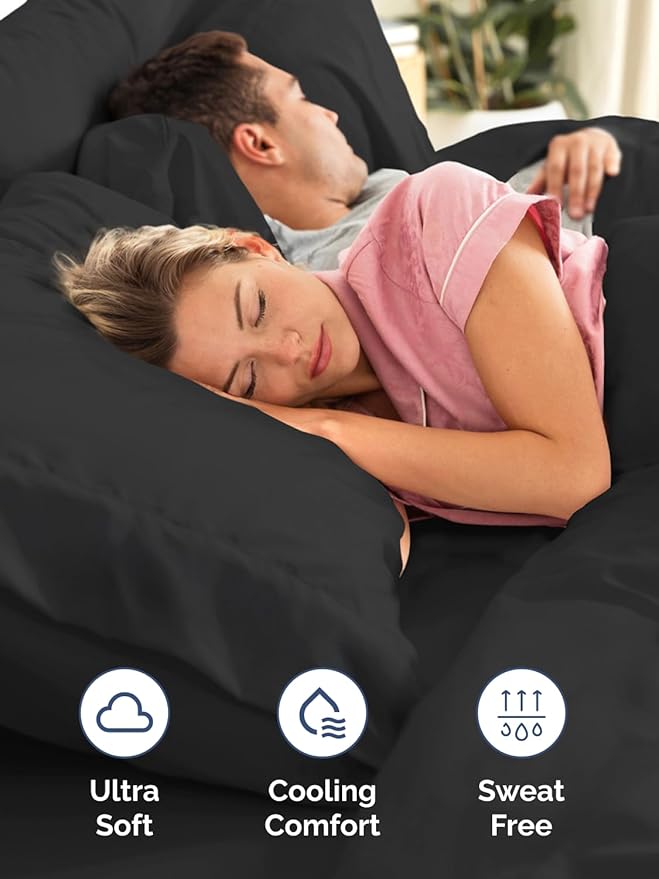 Extra Deep Pocket Cal King Sheets - 4 Piece Breathable & Cooling Bed Sheets - Hotel Luxury Bed Sheet Set - Soft, Wrinkle Free & Comfy - Easily Fits Extra Deep Mattresses - Deep Pocket Black Sheets Set