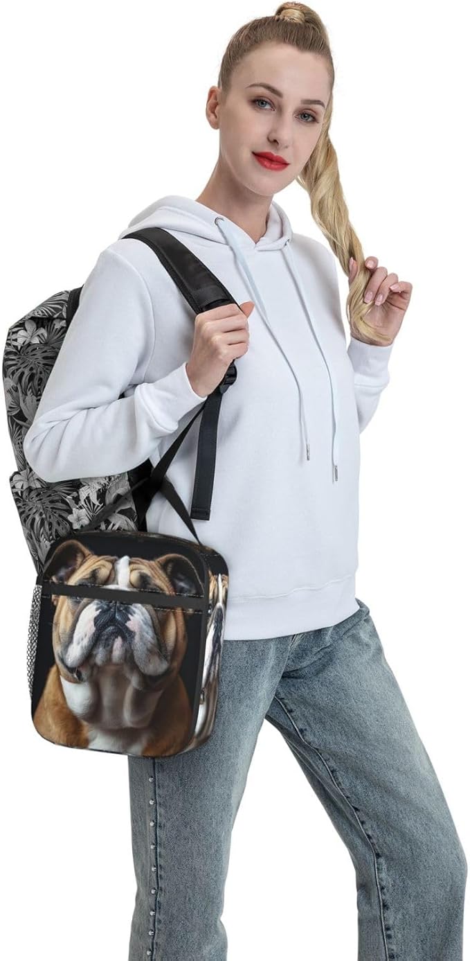 VANZEV Insulated Lunch Box for Women Men, Bulldog Theme Lunch Box Reusable Portable Lunch Bag Cooler Tote Waterproof Lunch Container for Office Picnic Work Travel